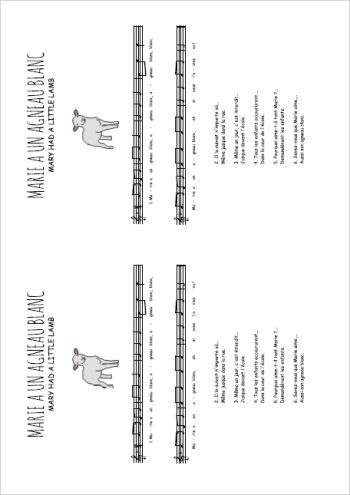 Marie a un agneau blanc Partition gratuite